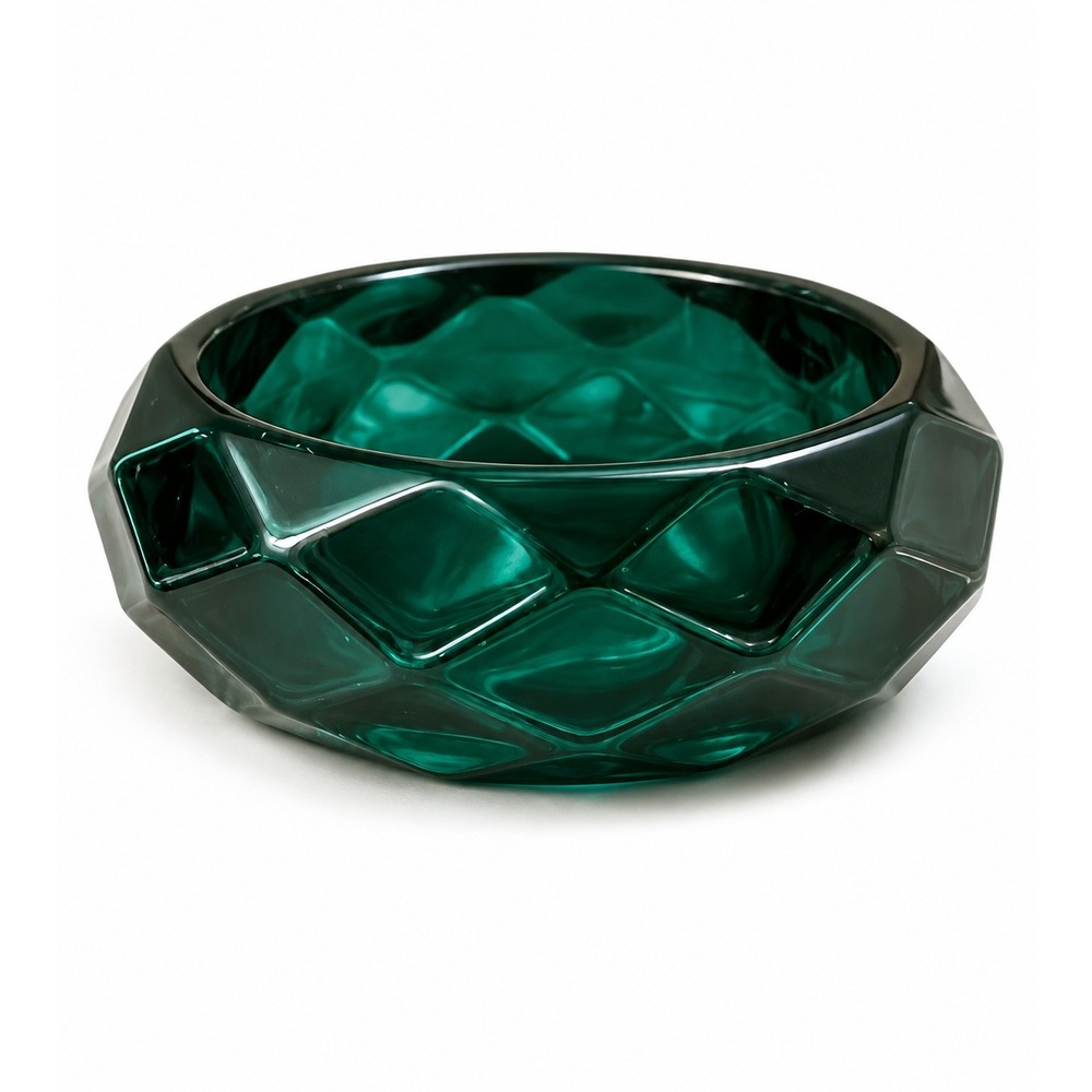 NEW Deep Emerald Green Translucent Acrylic Faceted Chunky Bangle Bracelet